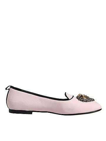 Dolce & Gabbana Light Pink Velvet Slip On Loafers Flats Women's Shoes (view 1)