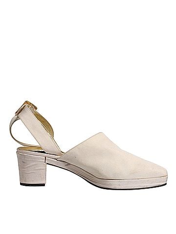 Dolce & Gabbana Off White Block Heels Slingback Sandals Women's Shoes (view 1)