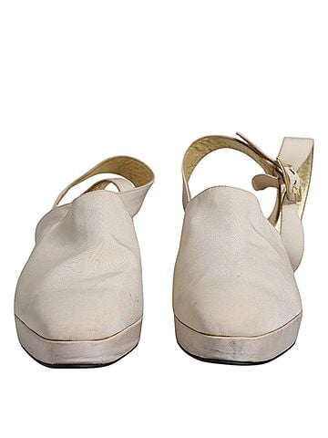 Dolce & Gabbana Off White Block Heels Slingback Sandals Women's Shoes (view 2)