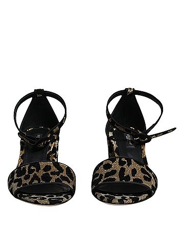 Dolce & Gabbana Gold Leopard Lurex Ankle Strap Heels Sandals Women's Shoes (view 2)