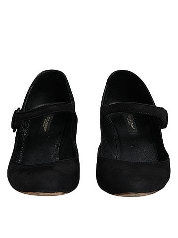 Dolce & Gabbana Black Suede Leather KEIRA Heels Pumps Women's Shoes (view 2)