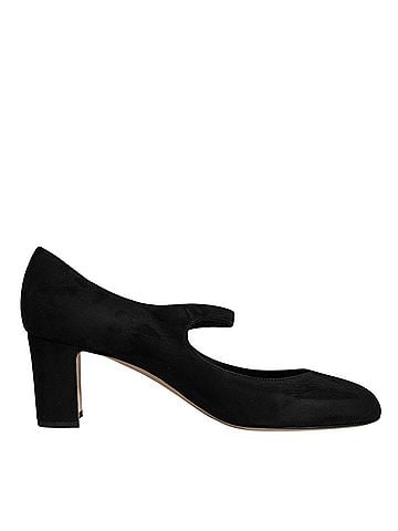 Dolce & Gabbana Black Suede Leather Block Heels Pumps Women's Shoes (view 1)