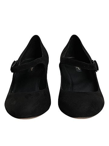 Dolce & Gabbana Black Suede Leather Block Heels Pumps Women's Shoes (view 2)