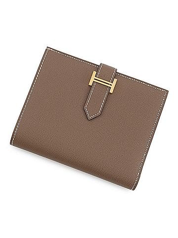 Hermès Hermes Bearn Compact Bi-fold Wallet, Etoupe, Veau Madame, K stamp, HERMES WALLET (view 1)