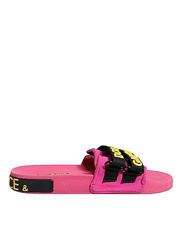 Dolce & Gabbana Fuchsia Neoprene Slides Flats Beachwear Women's Shoes (view 1)