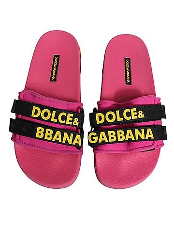 Dolce & Gabbana Fuchsia Neoprene Slides Flats Beachwear Women's Shoes (view 2)