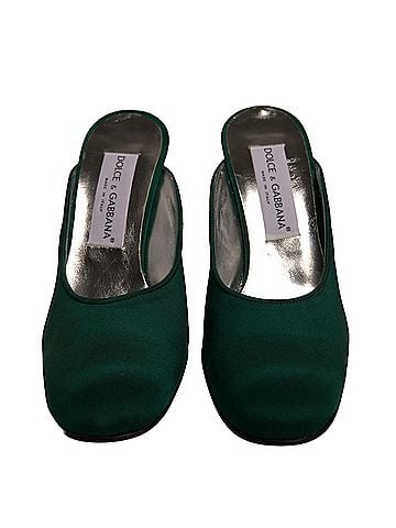 Dolce & Gabbana Green Suede Leather High Heel Pumps Women's Shoes (view 2)