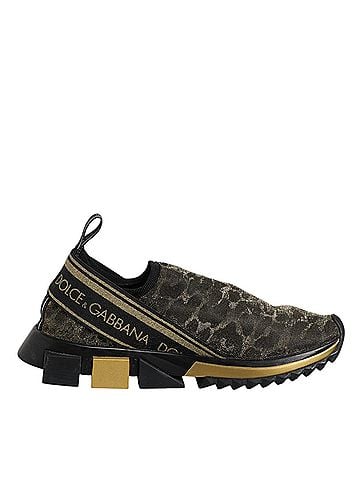 Dolce & Gabbana Gold Glitter Leopard Sorrento Sneakers Women's Shoes (view 1)