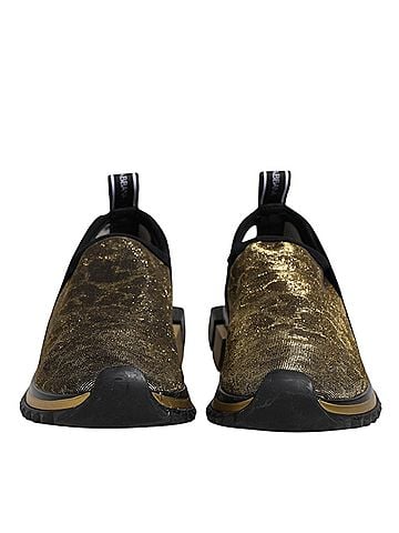 Dolce & Gabbana Gold Glitter Leopard Sorrento Sneakers Women's Shoes (view 2)