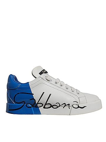 Dolce & Gabbana White Blue Logo Portofino Sneakers Women's Shoes (view 1)