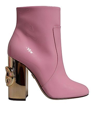 Dolce & Gabbana Pink Patent Leather Heel Mid Calf Boots Women's Shoes (view 1)