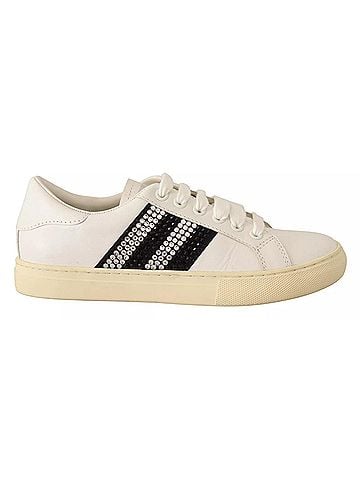Jacobs by Marc Jacobs White Leather Crystal Embellished Sneakers Women's Shoes (view 1)