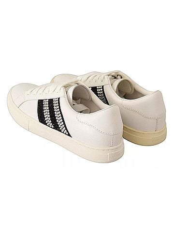 Jacobs by Marc Jacobs White Leather Crystal Embellished Sneakers Women's Shoes (view 2)
