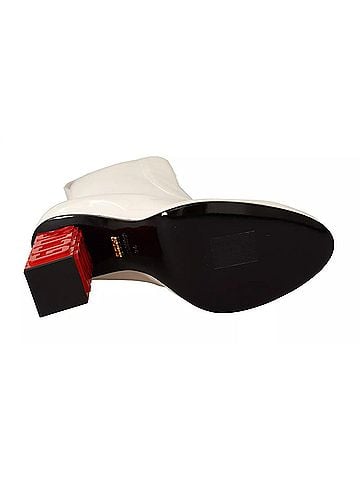 GCDS White Leather Fabric Red Logo Heel Ankle Boots Women's Shoes (view 2)