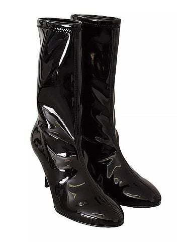 Stuart Weitzman Black Patent Leather High Heels Boots Women's Shoes (view 2)