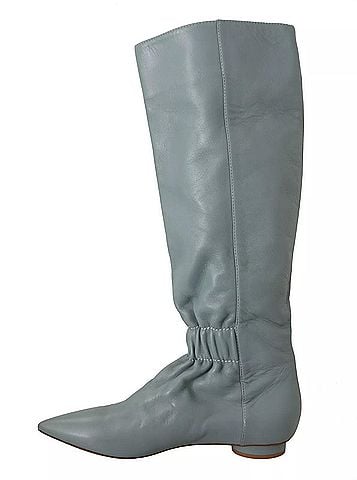 Valentino Blue Leather Elastic Flats Pull On Knee High Boots Women's Shoes (view 2)
