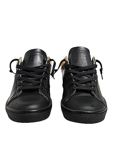 Leather Crown Black Gold Lace Up Low Top Women Sneakers Women's Shoes (view 2)