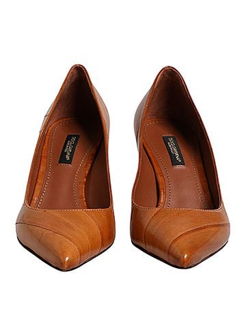 Dolce & Gabbana Brown Leather Stiletto Heel Pumps Women's Shoes (view 2)
