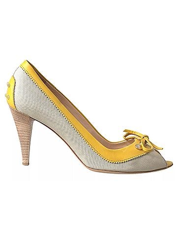 Tod's Yellow Off White Peep Toe Heels Pumps Women's Shoes (view 1)