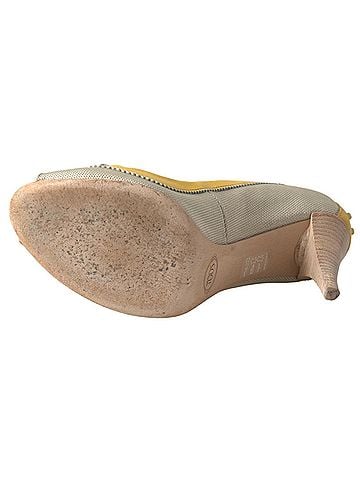 Tod's Yellow Off White Peep Toe Heels Pumps Women's Shoes (view 2)