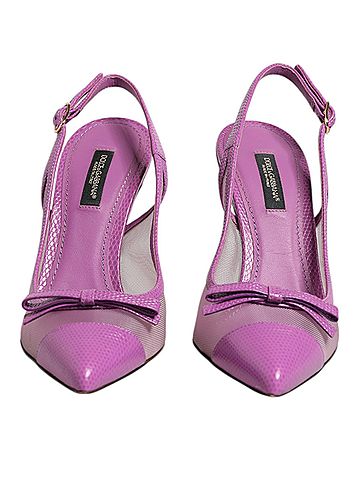 Dolce & Gabbana Purple Leather Mesh High Heels Slingback Women's Shoes (view 2)