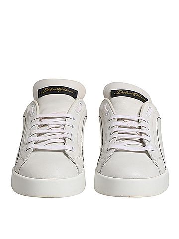 Dolce & Gabbana White Gold Leather Low Top Sneakers Women's Shoes (view 2)