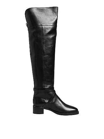 Elisabetta Franchi Black Leather Buckled High Boots Women's Shoes (view 1)