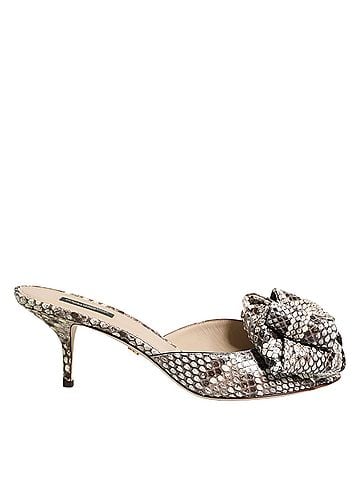 Dolce & Gabbana Multicolor Keira Bow Leather Peep Toe Mules Women's Shoes (view 1)
