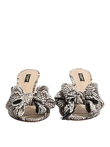 Dolce & Gabbana Multicolor Keira Bow Leather Peep Toe Mules Women's Shoes (view 2)