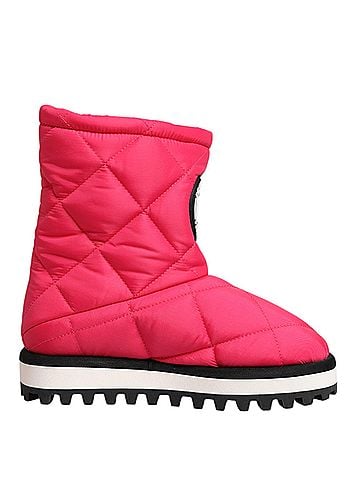 Dolce & Gabbana Pink White Viscose Padded Mid Calf Boots Women's Shoes (view 1)
