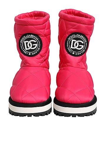 Dolce & Gabbana Pink White Viscose Padded Mid Calf Boots Women's Shoes (view 2)