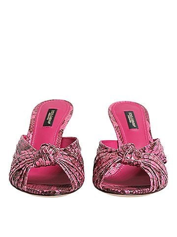 Dolce & Gabbana Pink Leather Heels Slides Sandals Women's Shoes (view 2)