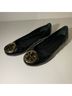 Tory Burch Chevron-herringbone Black Gold Flats Size 7 - photo 3
