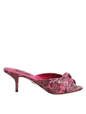 Dolce & Gabbana Pink Leather Heels Slides Sandals Women's Shoes (view 1)
