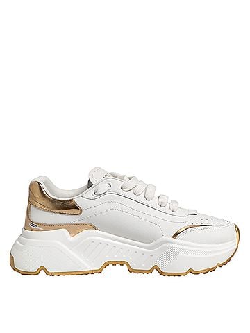 Dolce & Gabbana White Gold DAYMASTER Leather Sneakers Women's Shoes (view 1)