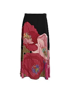 Mario Valentino Valentino Poppy Print Maxi Skirt in Black Silk (view 1)