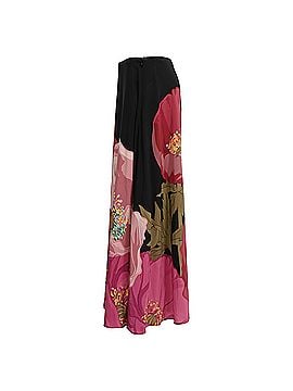 Mario Valentino Valentino Poppy Print Maxi Skirt in Black Silk (view 2)