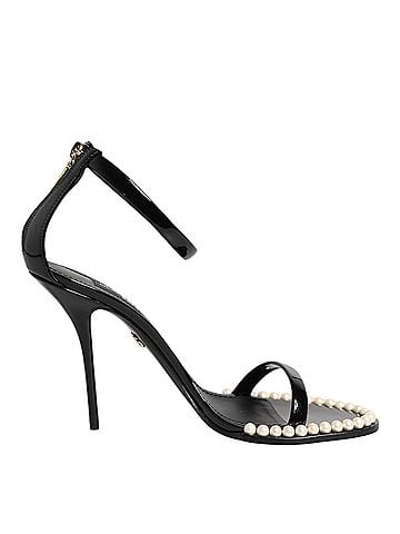 Dolce & Gabbana Black KEIRA Pearl Embellished Sandals Women's Shoes (view 1)
