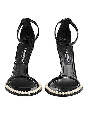 Dolce & Gabbana Black KEIRA Pearl Embellished Sandals Women's Shoes (view 2)