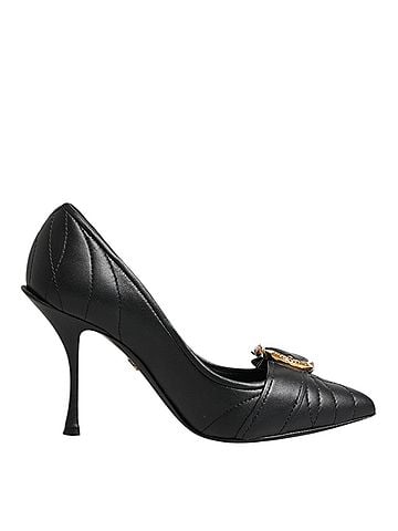 Dolce & Gabbana Black Devotion Leather Heels Pumps Women's Shoes (view 1)