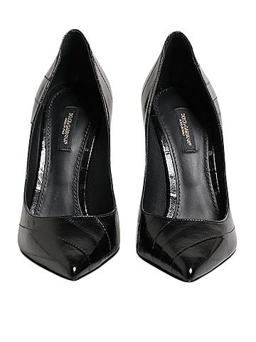 Dolce & Gabbana Black Leather Stiletto High Heels Pumps Women's Shoes (view 2)