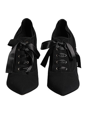 Dolce & Gabbana Black Lace Up Stiletto Heels Pumps Women's Shoes (view 2)