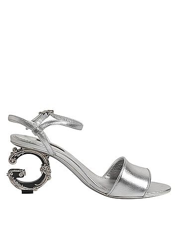 Dolce & Gabbana Silver KEIRA Heels Ankle Strap Sandals Women's Shoes (view 1)