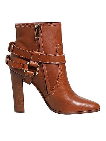 Dolce & Gabbana Brown Leather DG Logo Buckle Ankle Boots Women's Shoes (view 1)