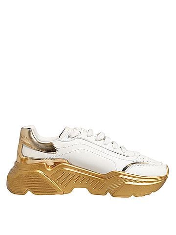 Dolce & Gabbana White Gold DAYMASTER Leather Sneakers Womens Shoes (view 1)