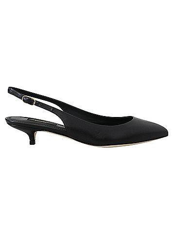 Dolce & Gabbana Black Leather Slingbacks Heels Pumps Women's Shoes (view 2)