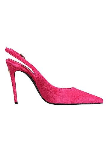 Dolce & Gabbana Pink Terry Cloth High Heels Slingback Women's Shoes (view 1)