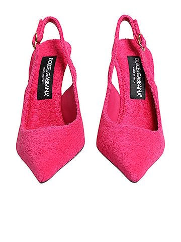 Dolce & Gabbana Pink Terry Cloth High Heels Slingback Women's Shoes (view 2)