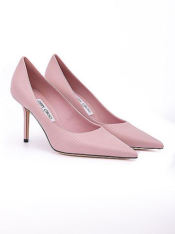 Jimmy Choo Pink Lizard Printed Leather Love 85 Women's Pumps (view 2)