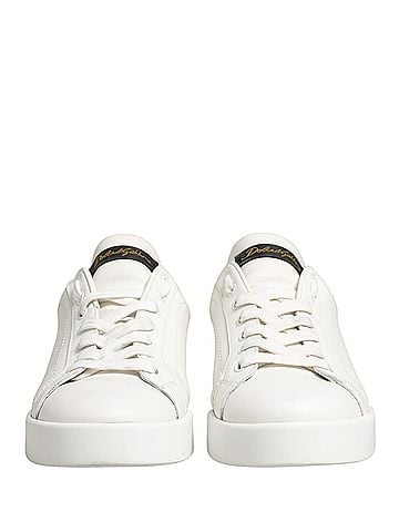 Dolce & Gabbana White Black Portofino Leather Sneakers Women's Shoes (view 2)